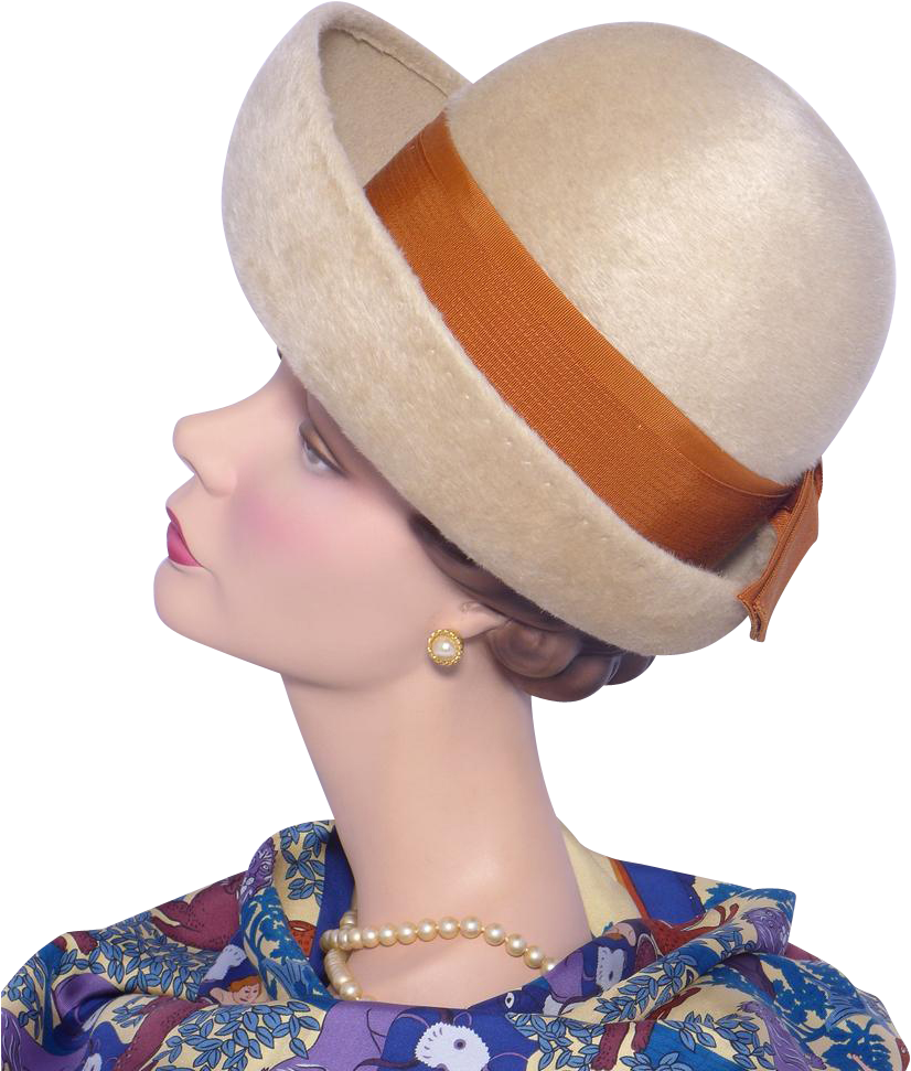 Vintage 1960s Beige Fur Felt Breton Hat By Winner Original - Felt (970x970), Png Download