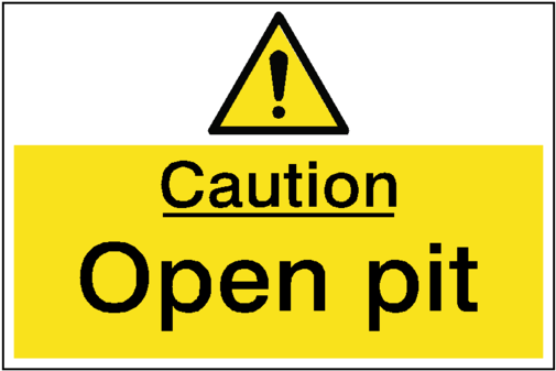 Caution Open Pit Hazard Sign - Warning Wet Paint Sign (600x600), Png Download