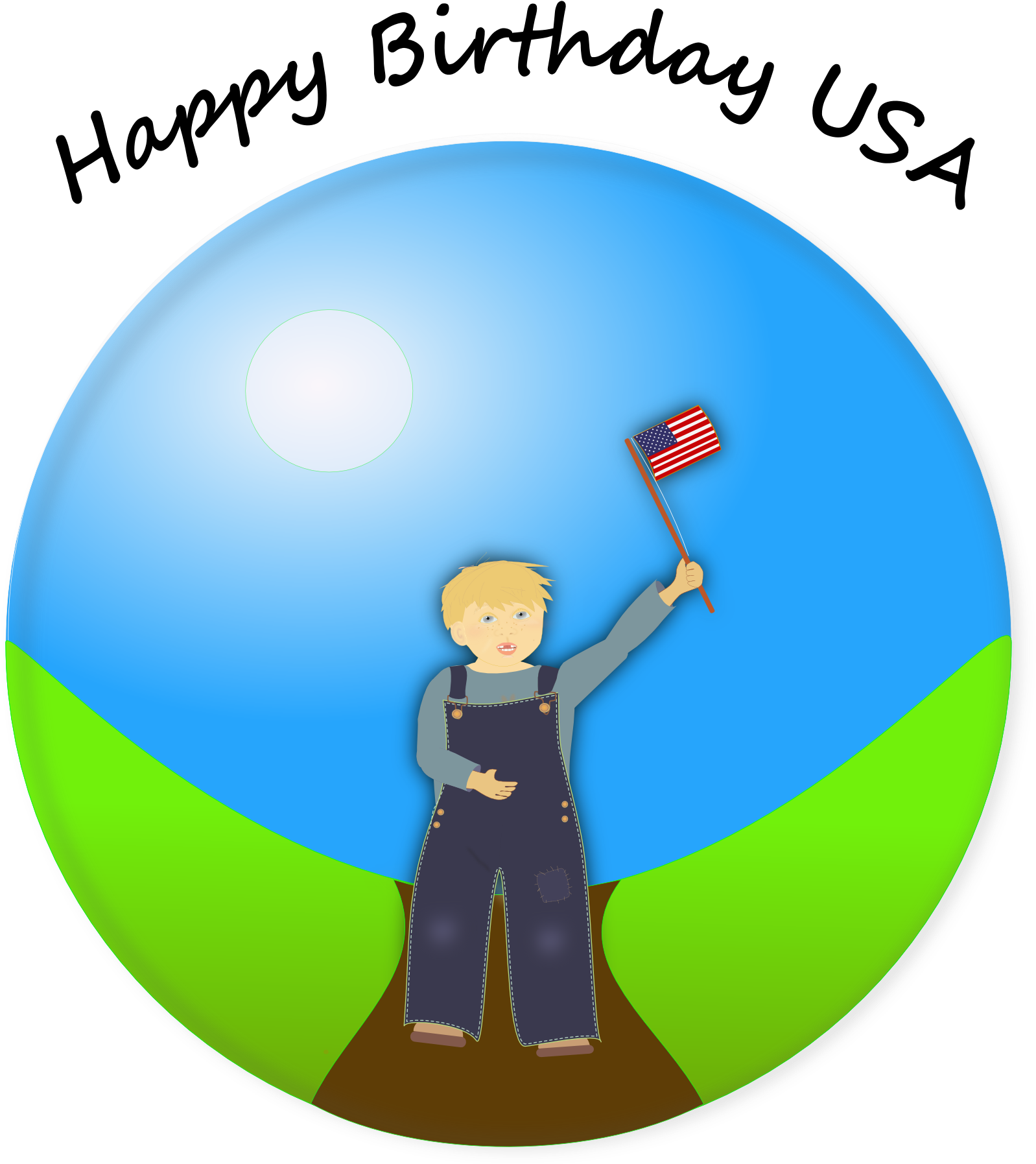 Drawing Of Boy With American Flag - Floral Birthday 3 Card (1801x1795), Png Download