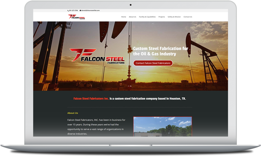 Houston Web Design Webwize Portfolio Falcon Steel Fab - Houston (900x544), Png Download