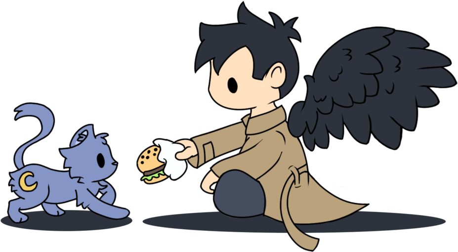 Clip Art Transparent Library Castiel Transparent Cartoon - Supernatural (1024x557), Png Download