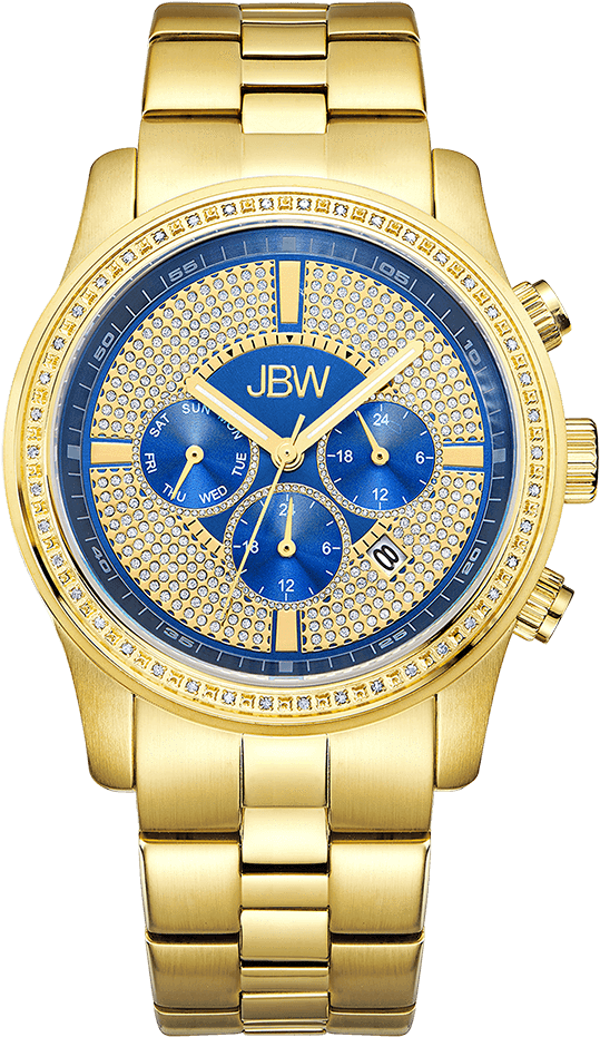 Jbw Vanquish J6337e Gold Gold Diamond Watch Front - Jbw J6337b Men's Vanquish Diamond Watch (1000x1000), Png Download