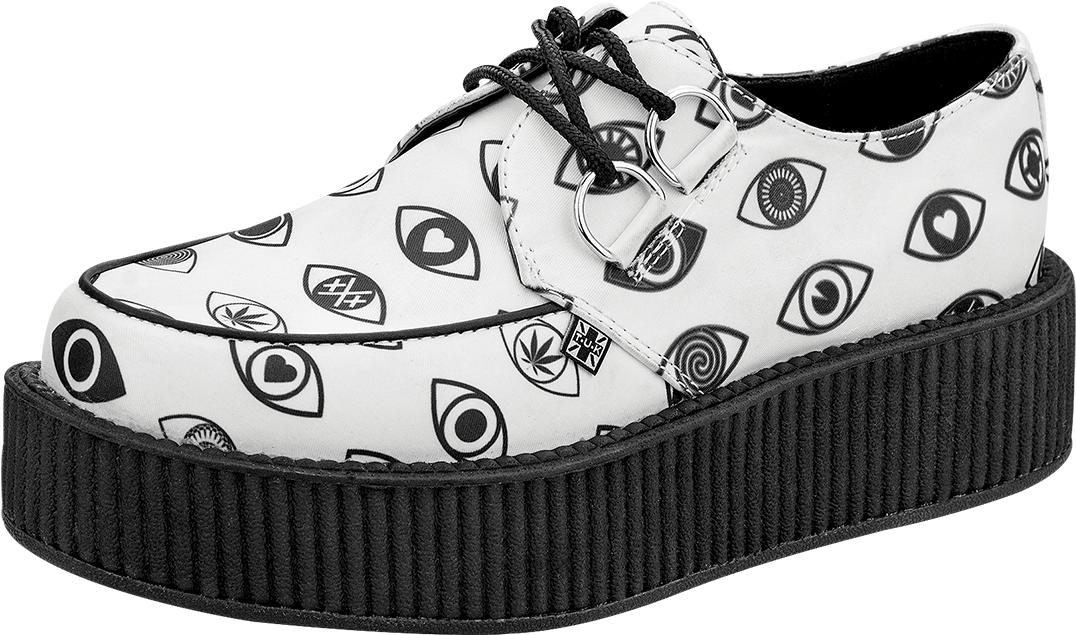 Black And White Eye Pattern Creepers - Shoes Creepers (1096x876), Png Download