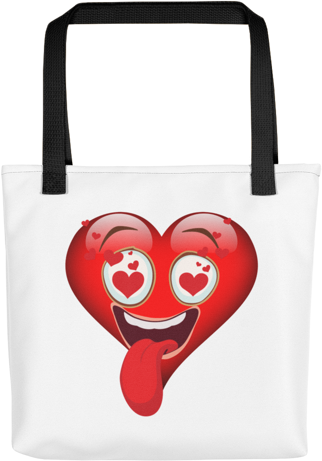 Karma Inc Apparel "heart In Love Emoji" Tote Bag - Emoji Love Heart Shirt Yellow Face Costume Funny Gift (1000x1000), Png Download