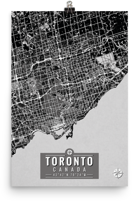 Toronto Canada Map With Coordinates - Graphic Design (1000x1000), Png Download