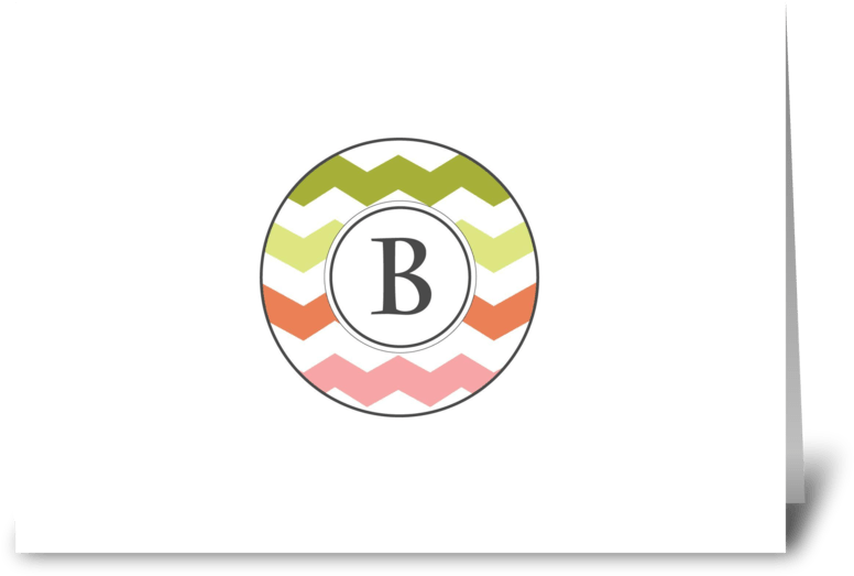 Chevron Monogram "b" Greeting Card - Circle (848x698), Png Download