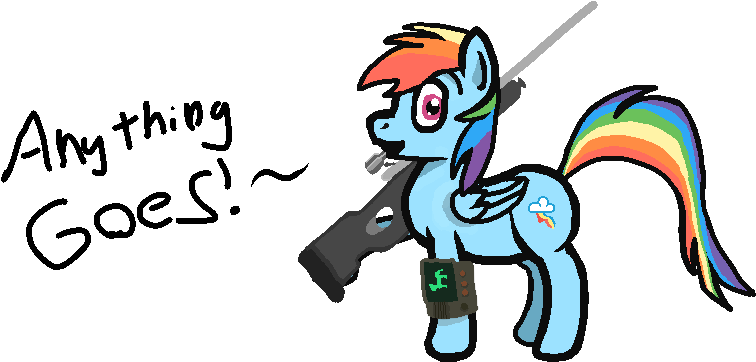 Pinkamenadianepi, Fallout 4, Gun, Rainbow Dash, Rifle, - Cartoon (900x400), Png Download