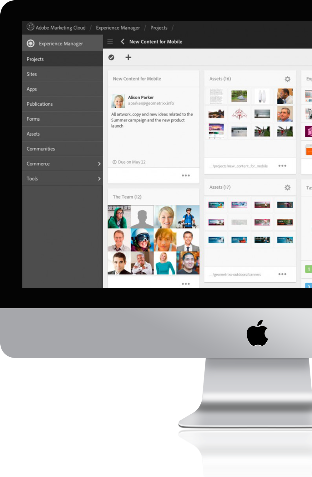 Mac Computer Screen With Adobe Experience Manager Content - Adobe Experience Manager Cms Sites (1117x1559), Png Download