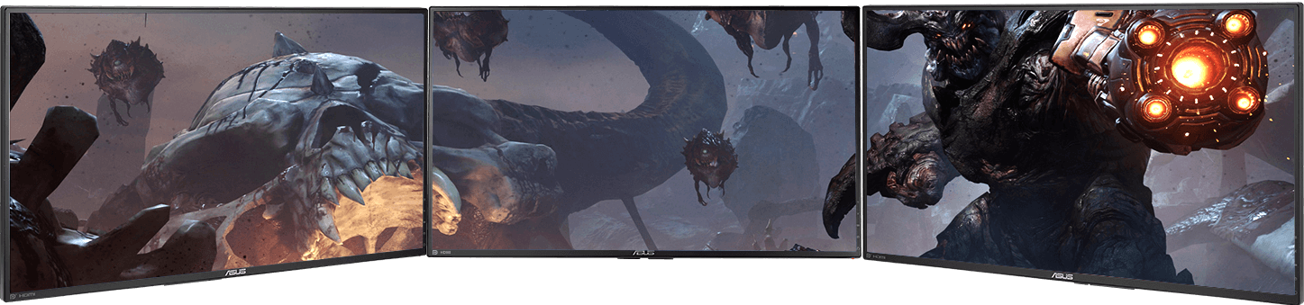 Robust Connectivity With Exclusive Gaming Hotkeys - Pg248q Wall Mounted (1447x339), Png Download