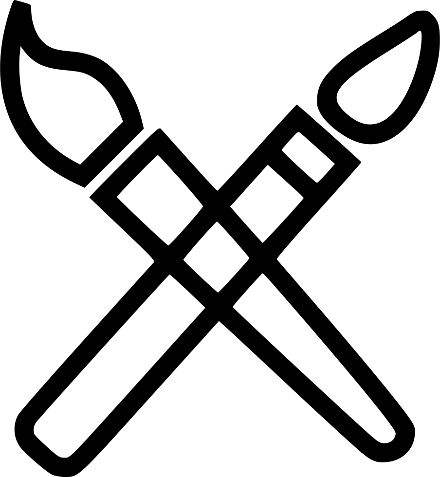 Two Paint Brushes Comments - Red Metal Outdoor Folding Chairs (904x980), Png Download