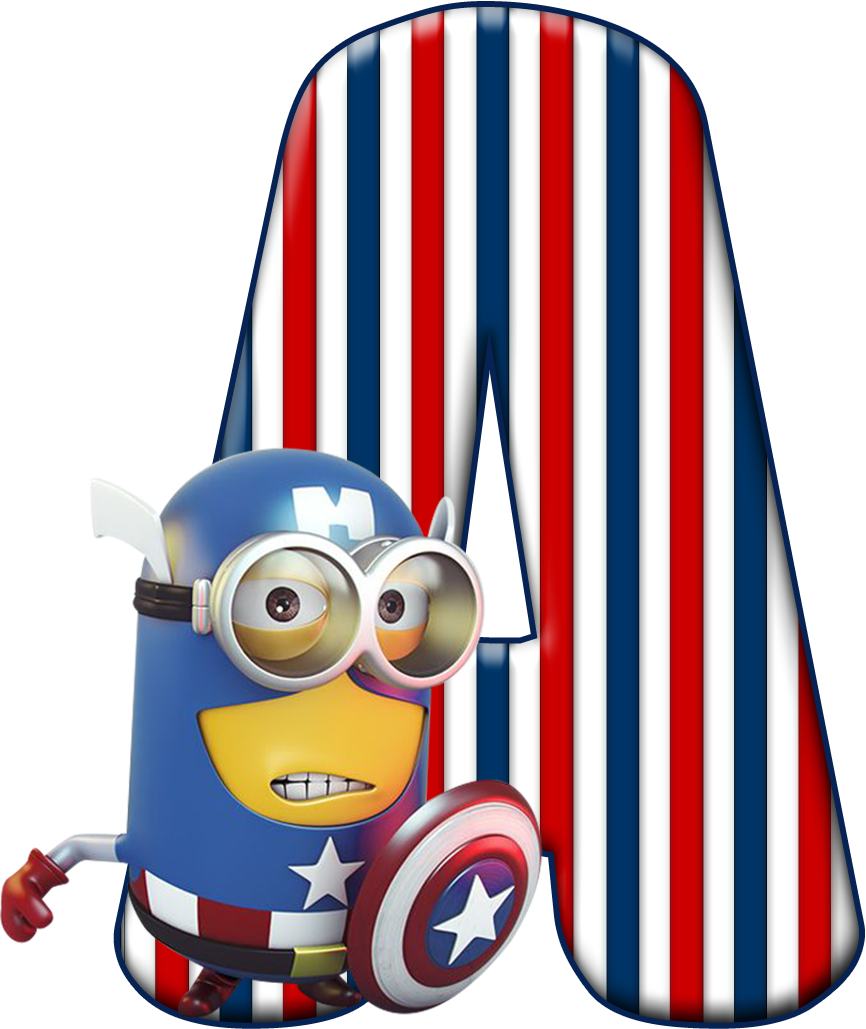*✿**✿*a*✿**✿*de Alfabeto Decorativo - Captain America Minion (866x1029), Png Download