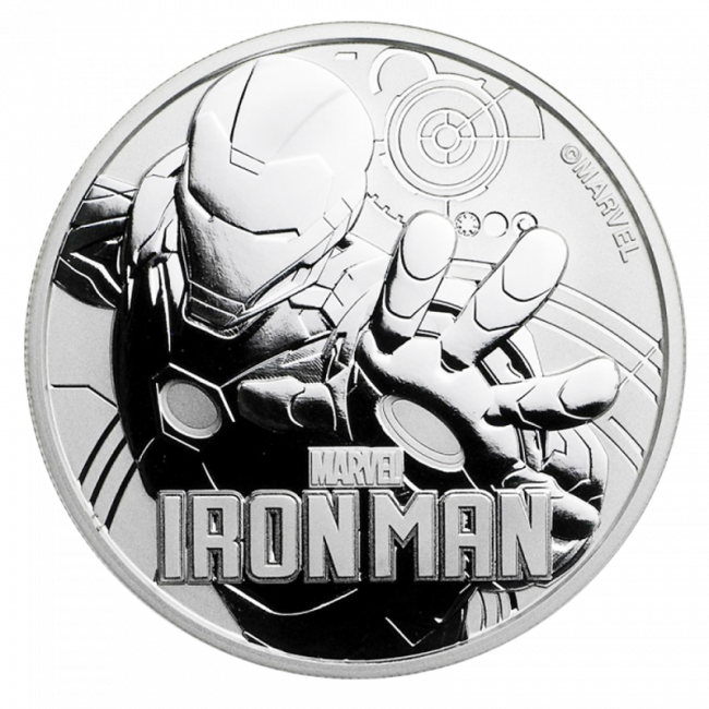 1 Oz Marvel's Ironman Silver Coin Front - Iron Man (650x650), Png Download