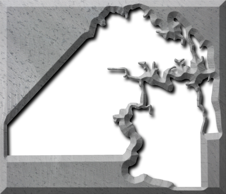 A Map Of Duval With The Map Area Carved Out Of A Rough - Monochrome (768x660), Png Download