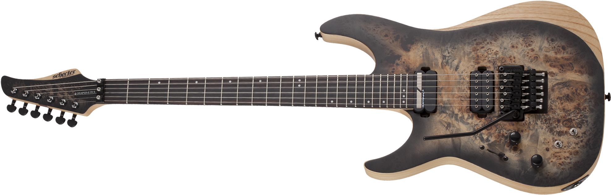 Schecter Reaper-6 Fr S Lh Left Handed Satin Charcoal - Schecter Reaper 7 (2000x640), Png Download