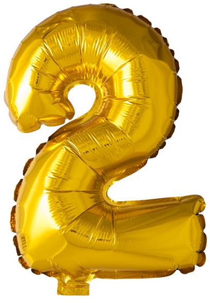 Gold Number 2 Balloon Png (650x650), Png Download