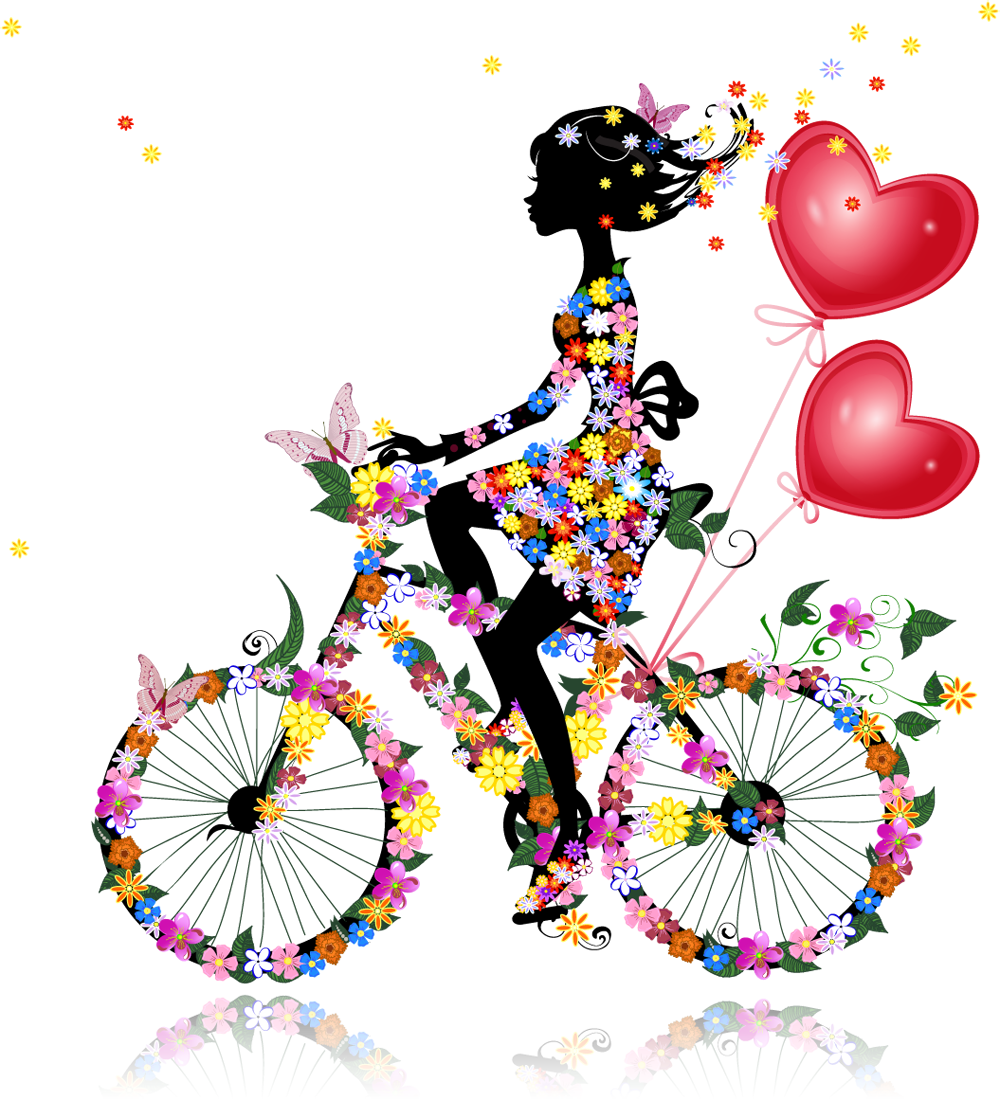 Chicas Con Flores Y Mariposas Multicolor Girl Silhouette, - Imagenes De Flores Y Mariposas Animadas (1000x1100), Png Download