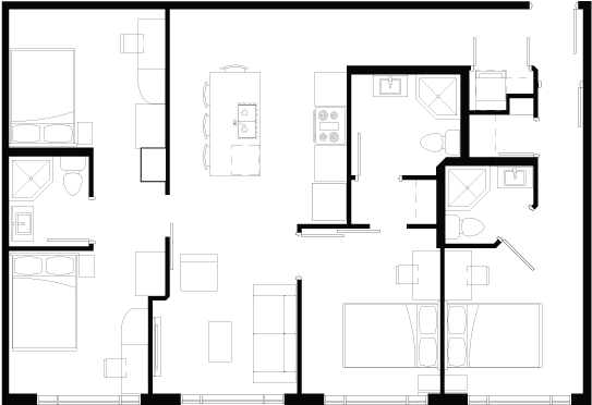 Quad - Floor Plan (870x609), Png Download