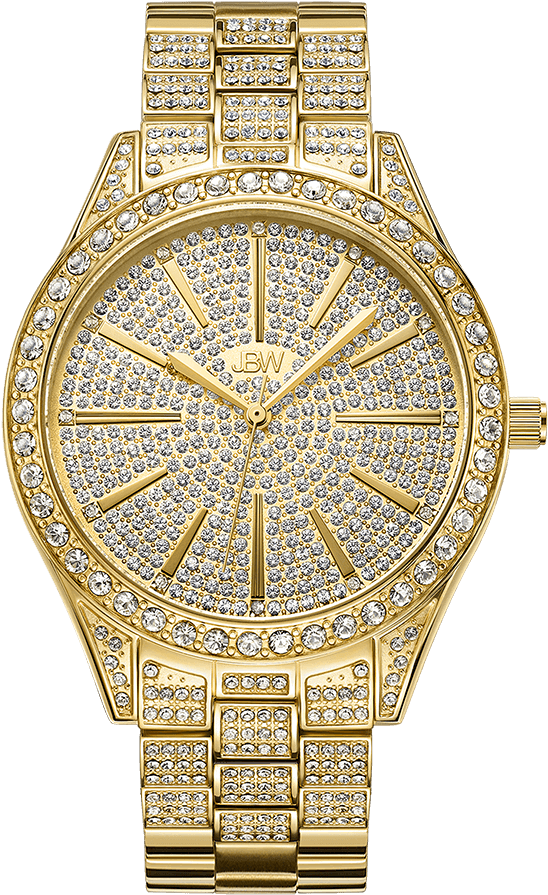 Jbw Cristal J6346a Gold Diamond Watch Front - Jbw Women's Cristal Diamond 39mm 18k Gold Plated Bracelet (1000x1000), Png Download