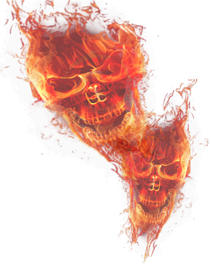 Double Skull Png Transparant - Transparent Fire Skull Png (894x894), Png Download