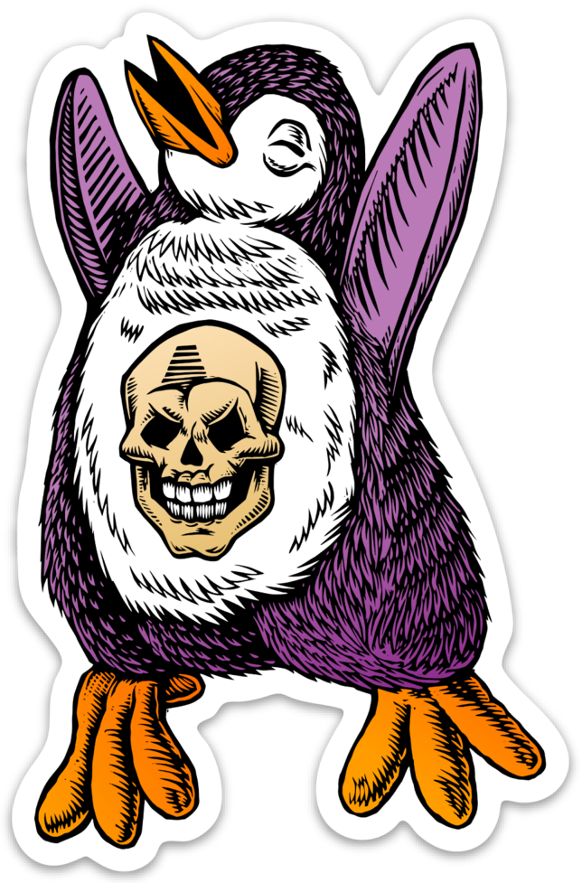 Image Of Skull Penguin Sticker (644x977), Png Download