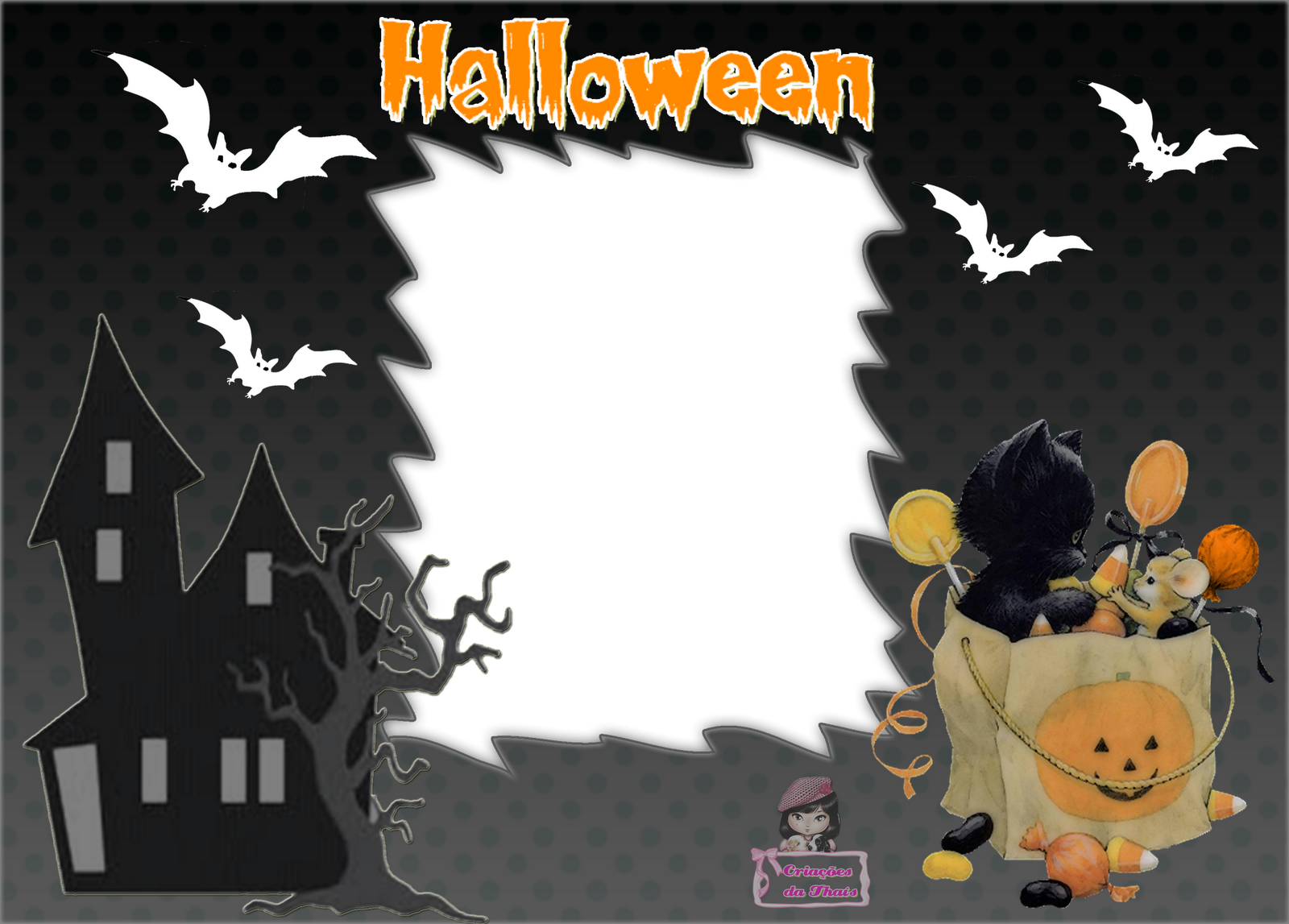 5 Molduras Em Png Para Facilitar O Encaixe Das Fotos, - Convite Halloween Para Editar (1600x1147), Png Download