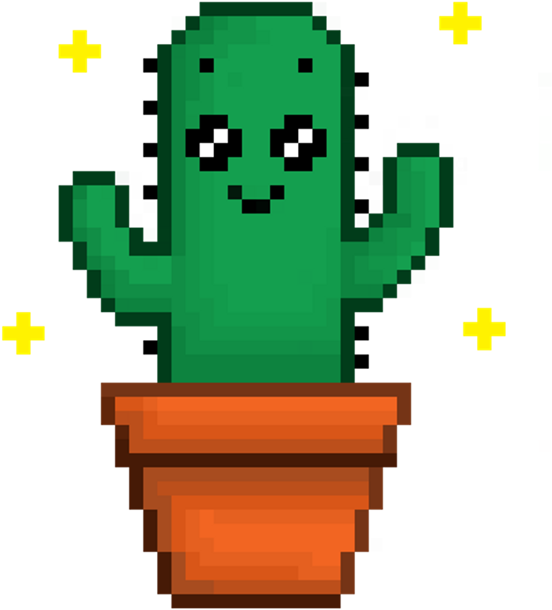 Pixel Cactus Png Clip Black And White Stock - Pixel Art (1024x1024), Png Download