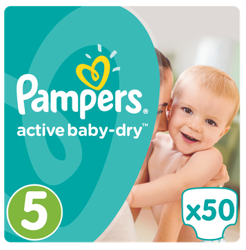 Pampers - Active Baby 64 Nappies - Size 5 Giant Pack (800x600), Png Download