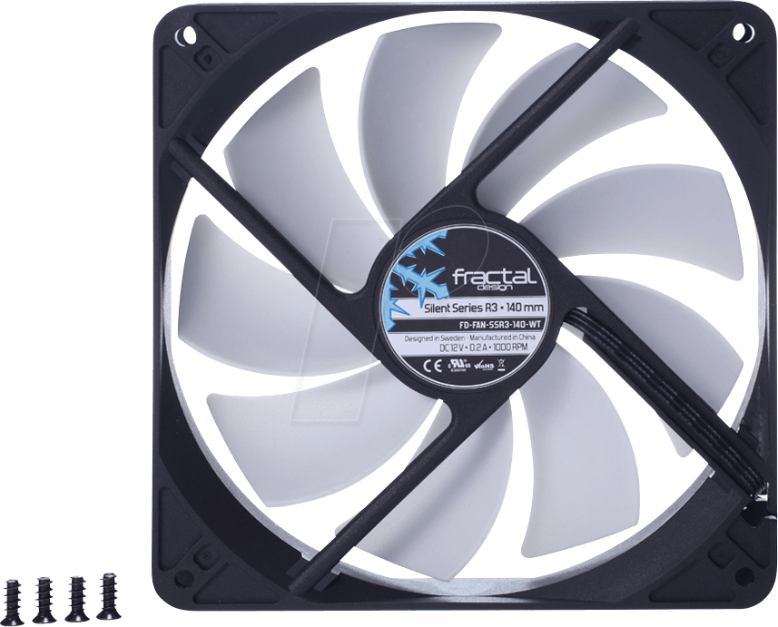 Fractal Design Case Fan Silent Series R3, 140mm Fractal - Fractal Design Silent Series R3 140mm Case Fan (857x691), Png Download