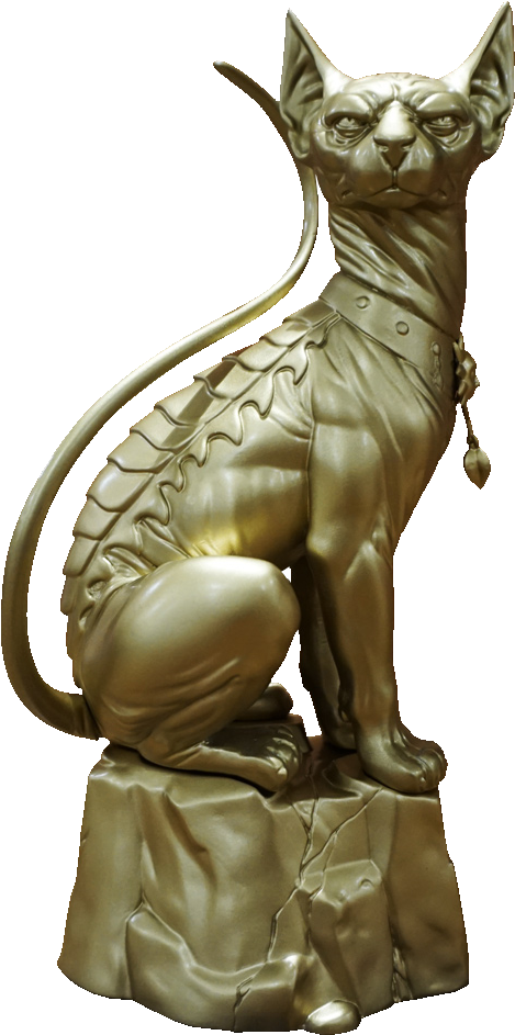 Saga Lying Cat Statue - Gold Statue (1000x1000), Png Download