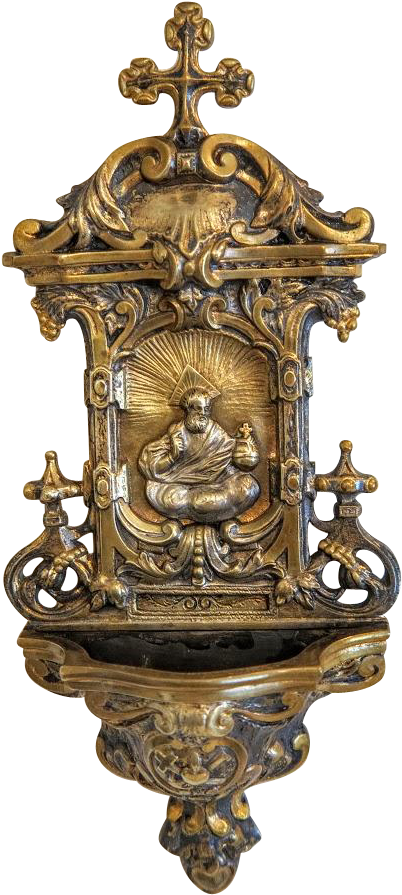 Antique Gilt Bronze Holy Water Font, , 19th Century - Sconce (894x894), Png Download