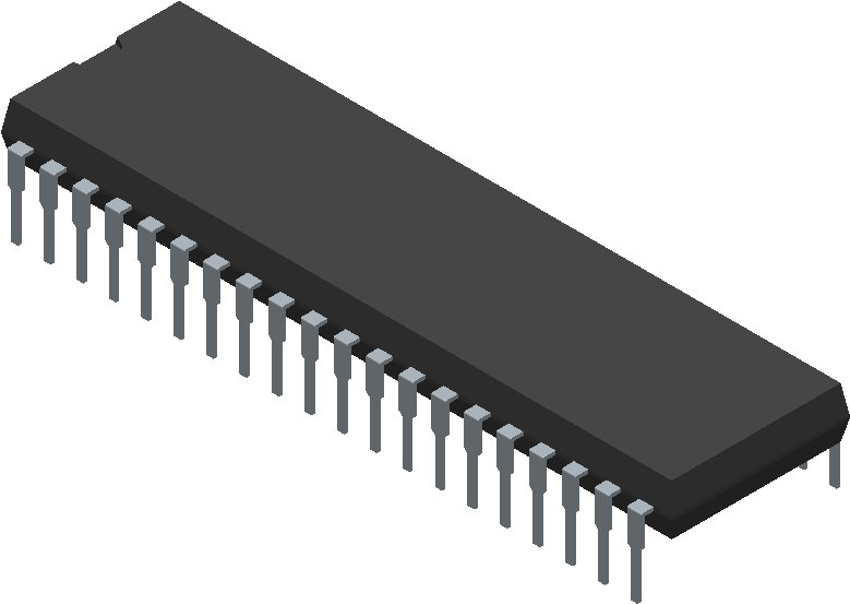 Pic18f4520 I/p - Microchip - 3d Model - Dual In Line - Atmega 16 Png (800x800), Png Download