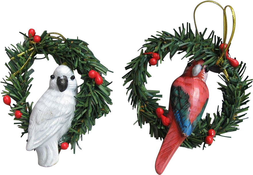 Cockatoo And Macaw Parrot Hand Painted Wood Christmas - Macaw (880x880), Png Download