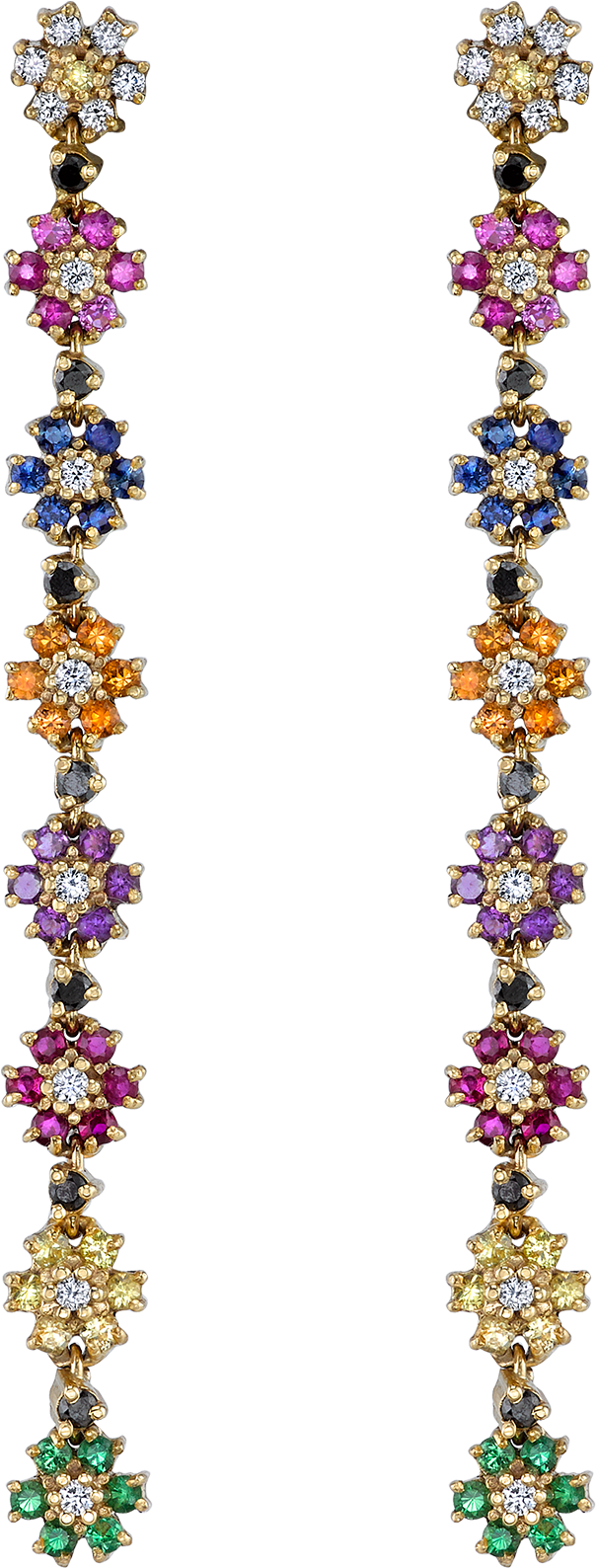 Rainbow Flower Drop Earring - Earring (1800x1800), Png Download