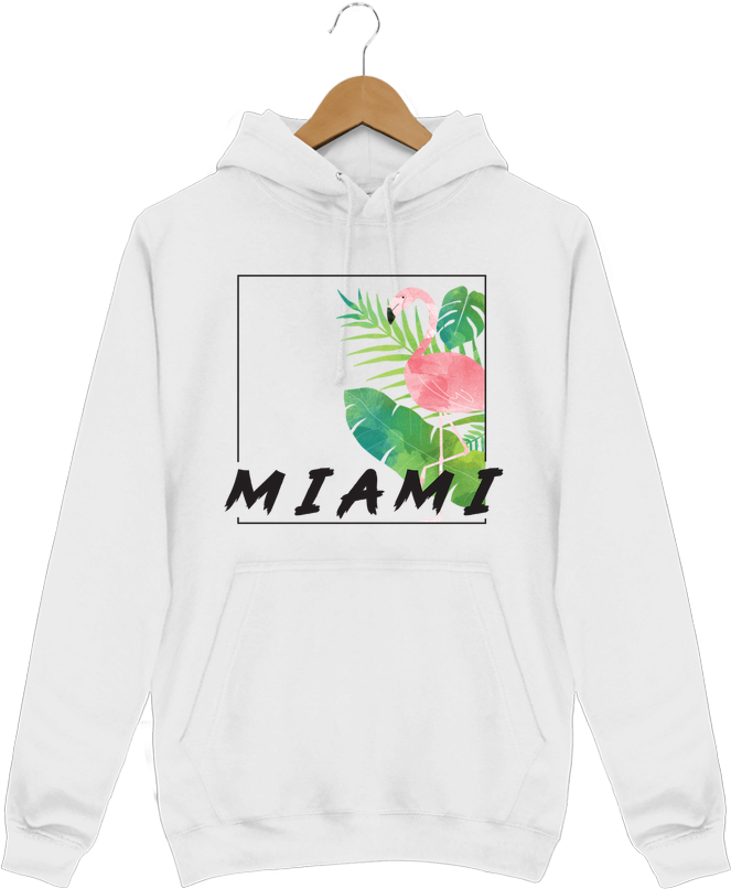 Hoodie Men Miami By Koios Design - Tropische Ananas-flamingo-babypartyeinladung Karte (690x850), Png Download