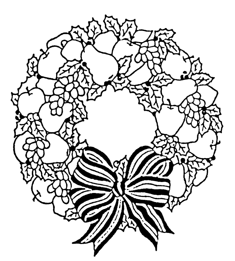 Festive Wreath Rubber Stamp - Christmas Wreath Coloring Pages (1000x1000), Png Download