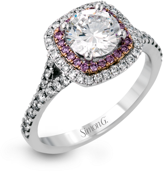 Simon G Double Halo Ring - Ring (600x600), Png Download