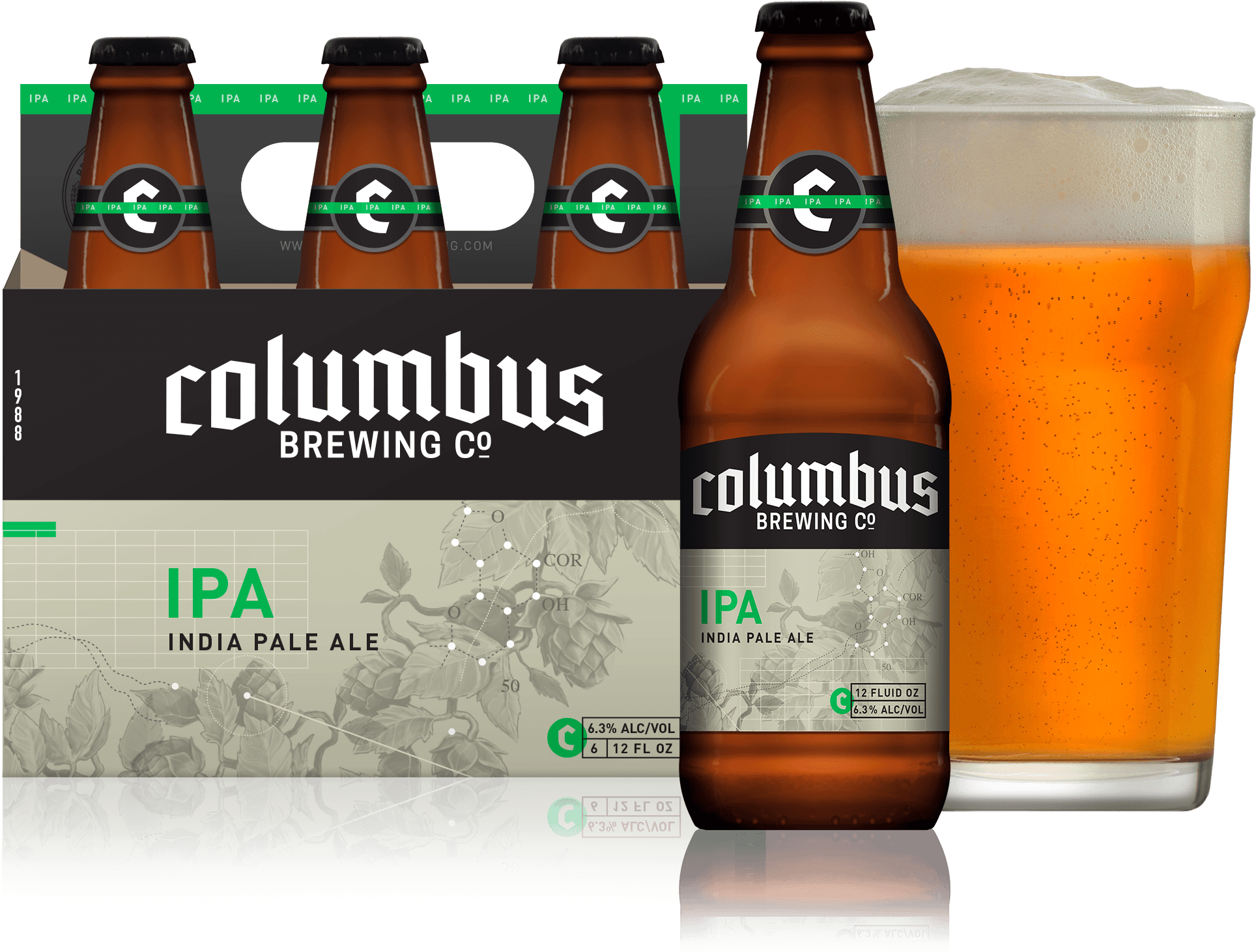Pale Orange With Grapefruit, Pine And Tropical Fruit - Columbus Ipa, 6 Pack, 12 Fl Oz (2183x1571), Png Download