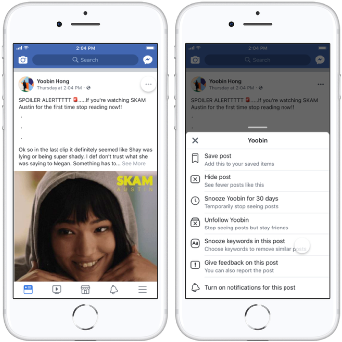 Users Can Then Hit The Drop-down Arrow On The Post - Snooze Keywords Facebook (706x700), Png Download