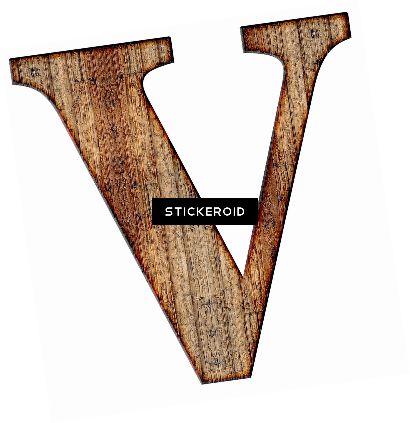 Wooden Capital Letter V - Plank (1395x1438), Png Download
