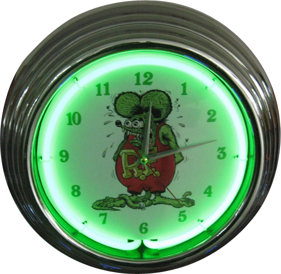 Rat Fink Neon Clock - Ratfink Ed Big Daddy Roth Kustom Kulture Art 24x18 (562x549), Png Download