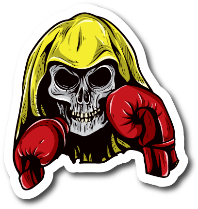 Boxing Skull Sticker - Skeleton Boxer Wall Decal - Vinyl Car Sticker - Uscolor003 (600x600), Png Download