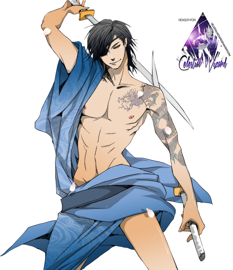 Date Masamune, Sengoku Basara, Itachi Uchiha, Hot Anime - Blue Haired Anime Samurai (868x921), Png Download