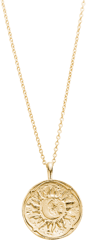 Golden Sun Coin Necklace Image - Locket (939x1024), Png Download