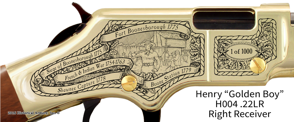 Daniel Boone Limited Edition Engraved Rifle - Henry Golden Boy Vietnam (1000x429), Png Download