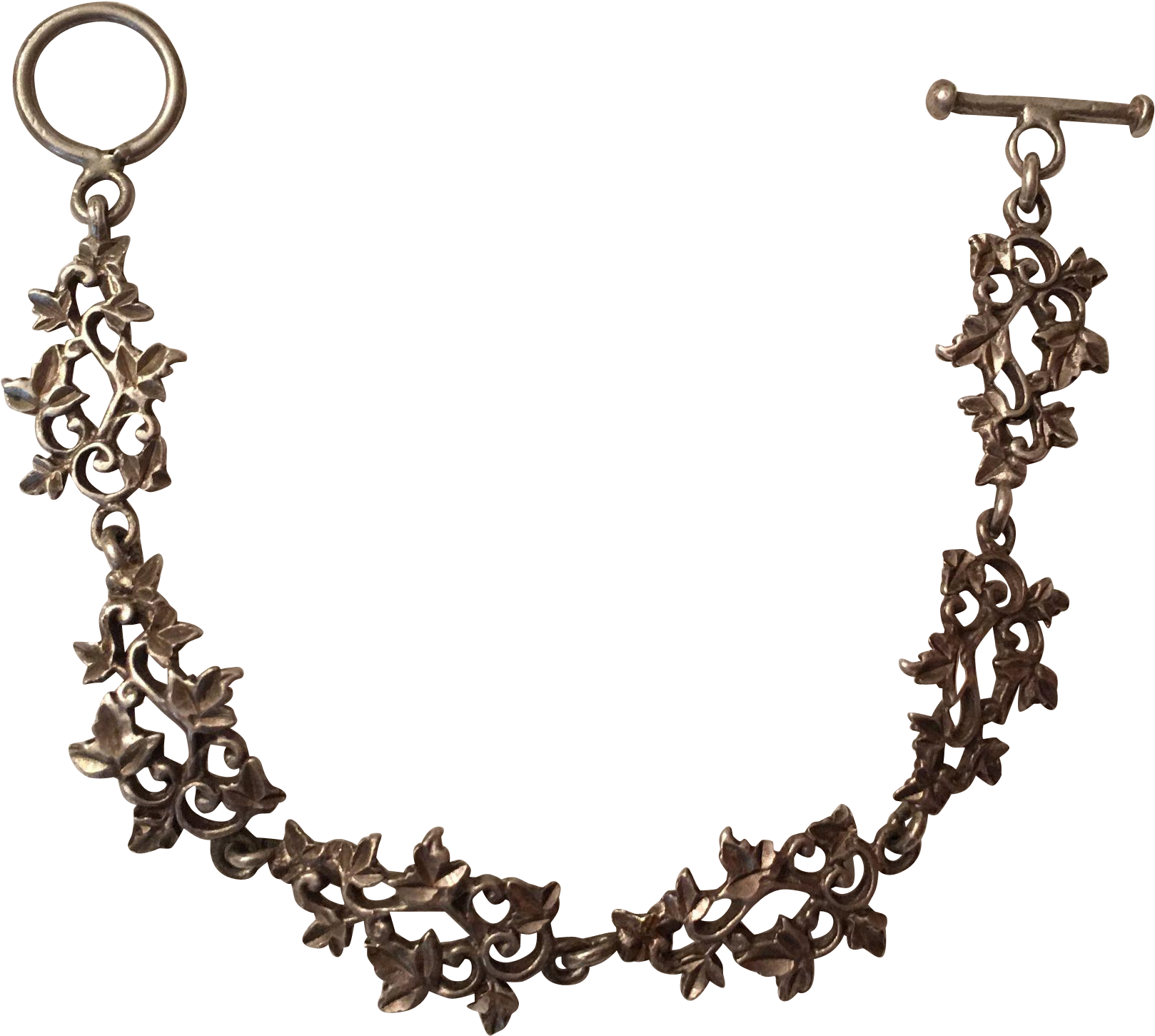 Vintage Sterling Silver Mexico Ivy Leaf Link Bracelet - Chain (1617x1617), Png Download
