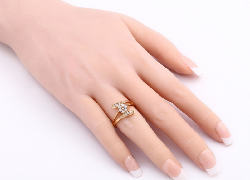 Zirconium Crystals New Fashion Palm Gold Plated Rings - Womens Wedding Engagement Fashion Jewelry Crystal Promise (800x800), Png Download