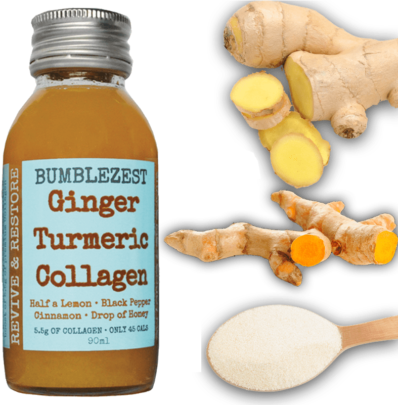 Ginger Turmeric Collagen Bottle With Ingredients - Bruce Cost Ginger Ale (800x800), Png Download