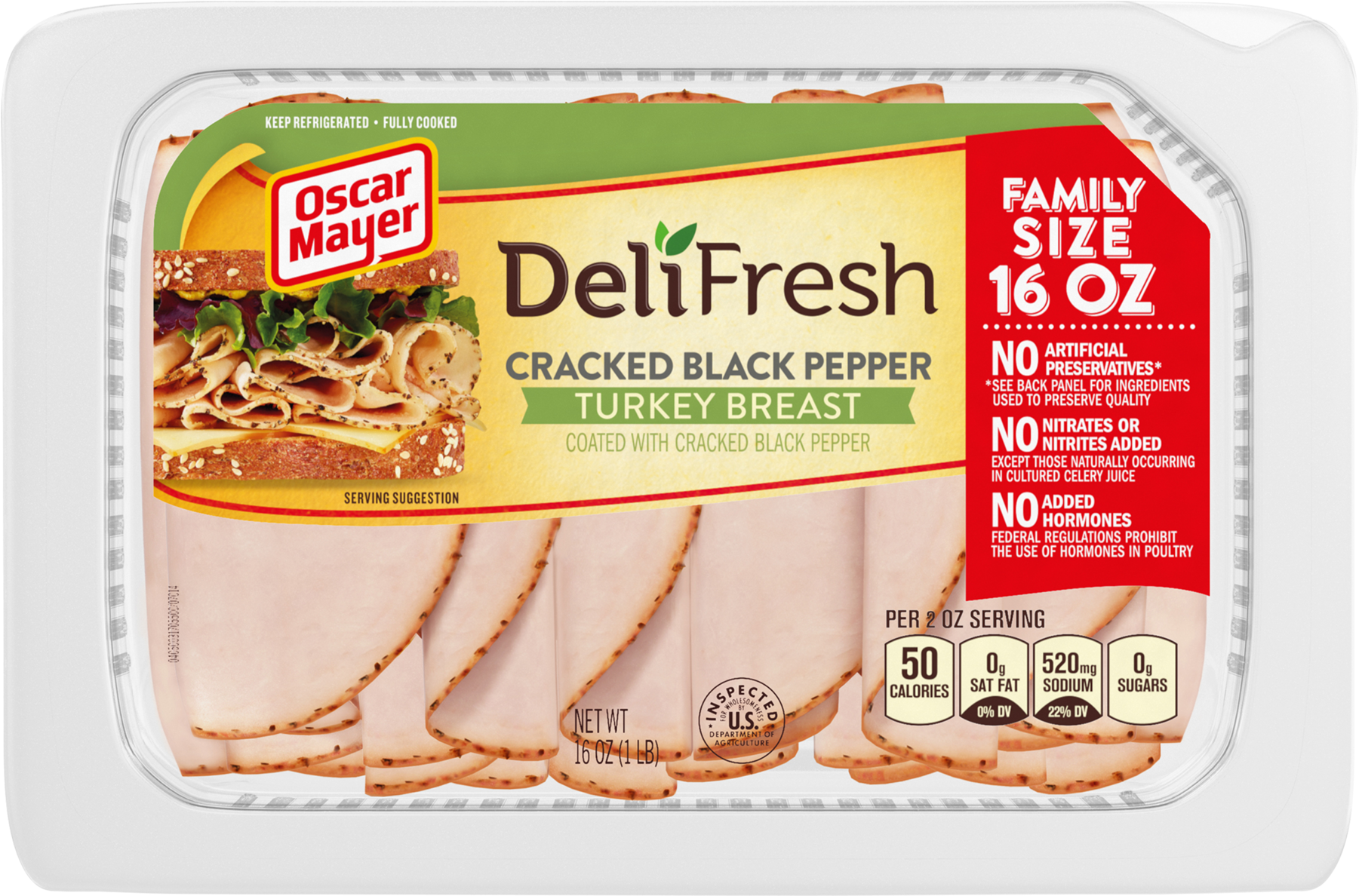 Oscar Mayer Deli Fresh Cracked Black Pepper Turkey - Oscar Mayer (1800x1800), Png Download