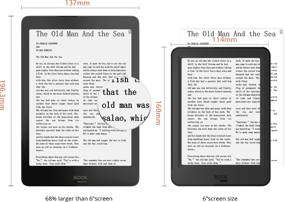 8 Inch E Ink Carta™ Display With Highest Resolution - Boox (963x683), Png Download