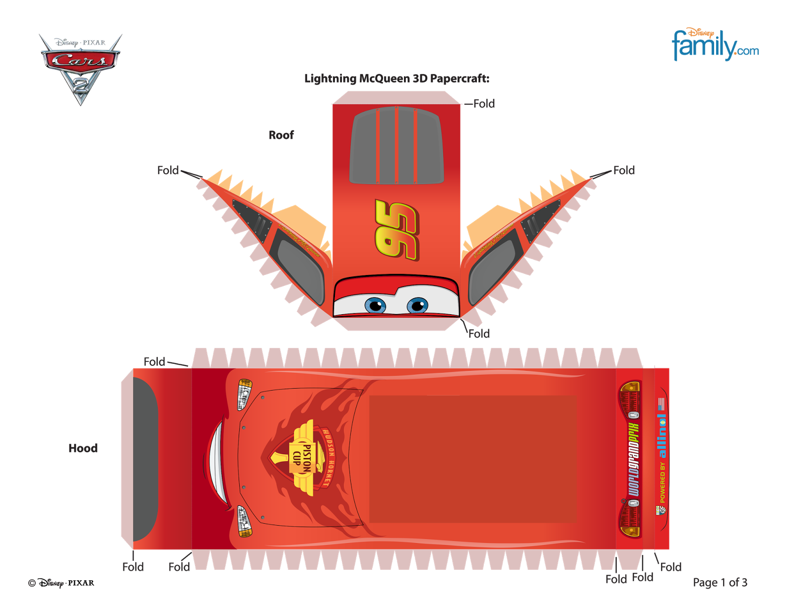 Kit Aniversário Personalizados Tema "carros Da Disney" - Disney Papercrafts Cars 2 (1600x1237), Png Download